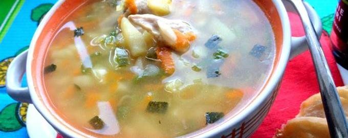 Суп на курочке с овощами и макаронами
