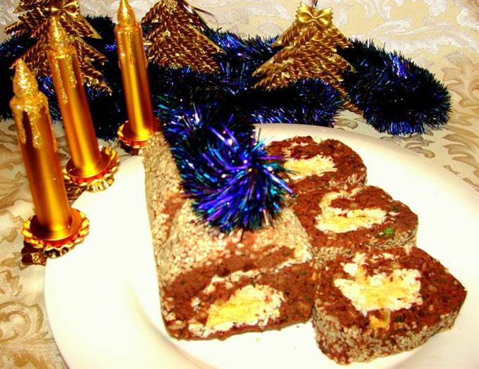 Рулет из фасоли, празднична подача лобио