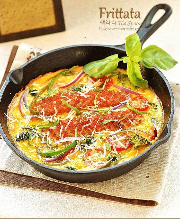 Фриттата с сосисками и овощами